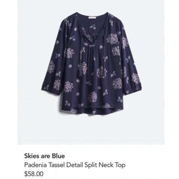 Skies Are Blue (S) Padenia Tassel Detail Split Neck Top - Stitch Fix Blouse - Picture 7 of 13